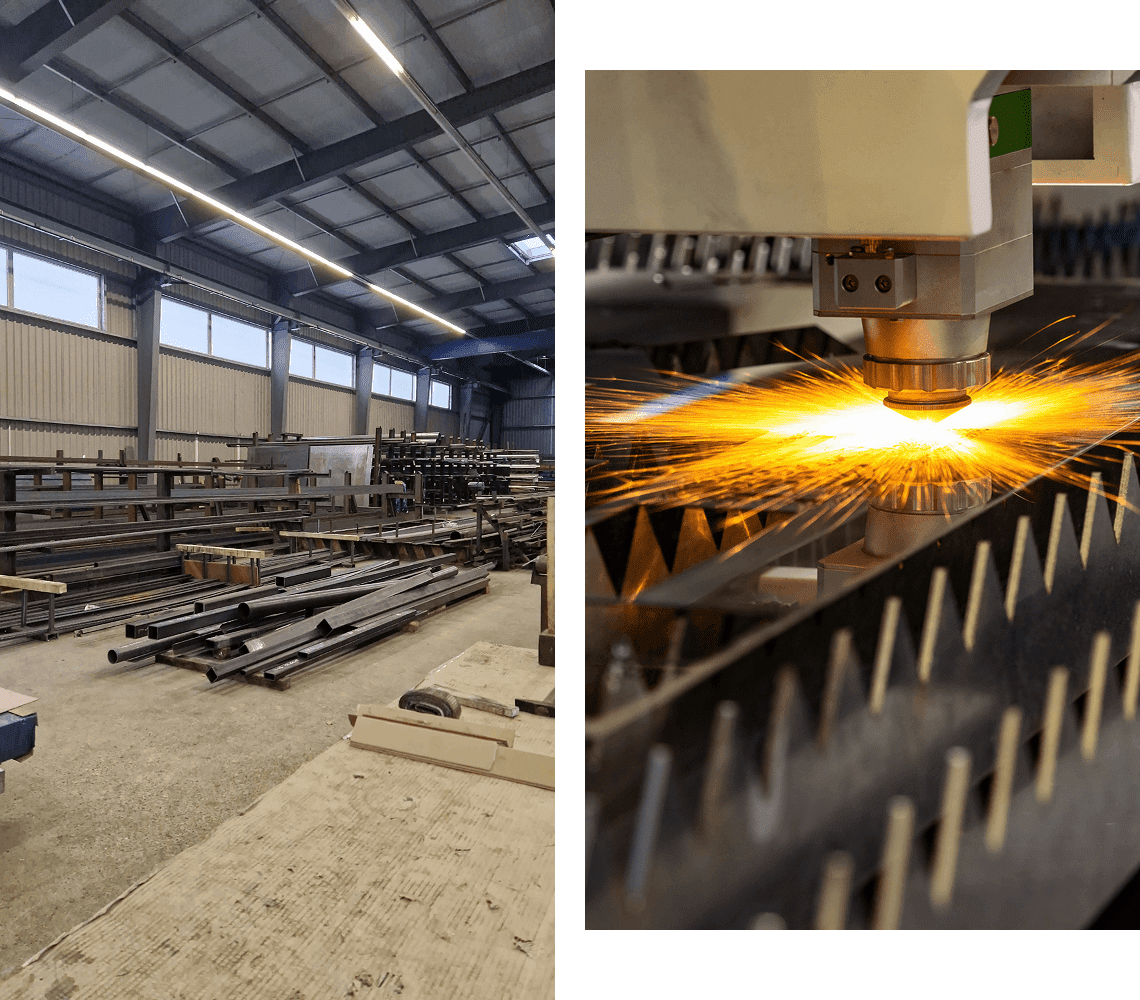 Industrial warehouse and laser machinery